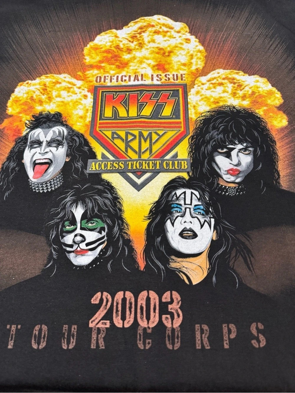 KISS Army Access Ticket Club 2003 Tour Corps T-Shirt in Black